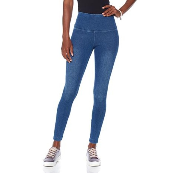 Lysse Boyfriend Denim Leggings Mid Wash Small New - Picture 2 of 8